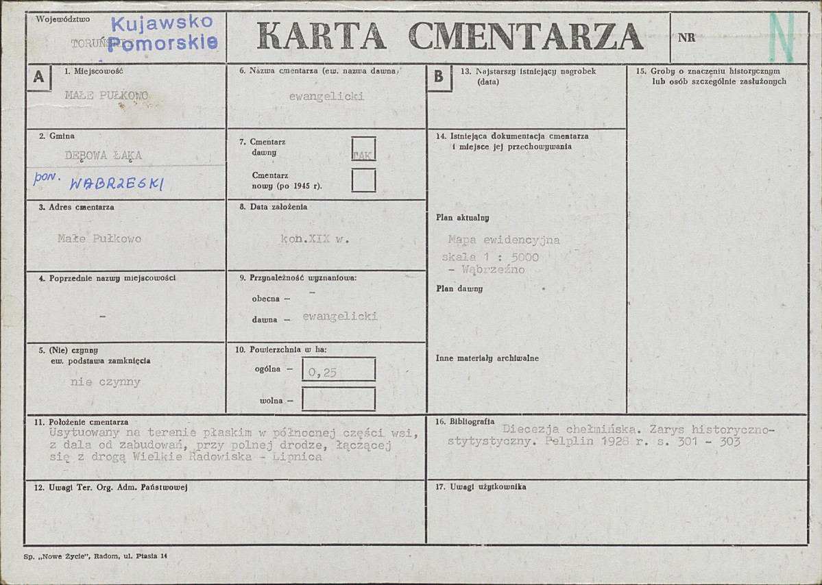 KC - Karta cmentarza, skan nr 1