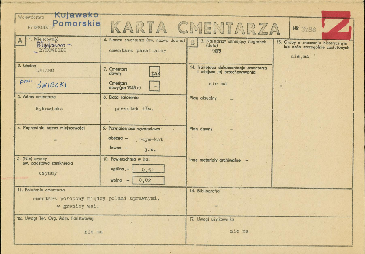 KC - Karta cmentarza, skan nr 1