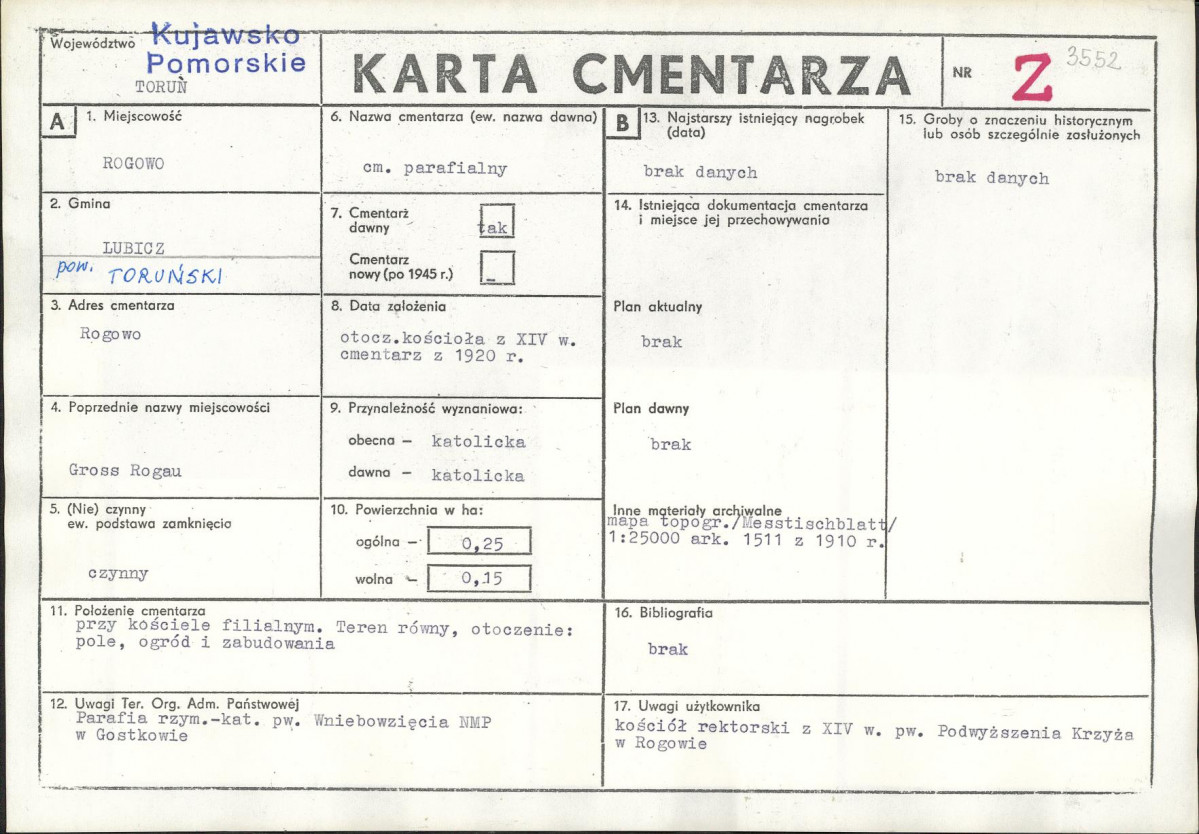 KC - Karta cmentarza, skan nr 1