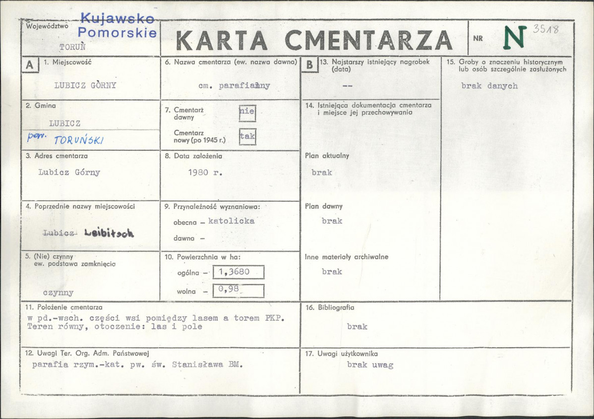 KC - Karta cmentarza, skan nr 1
