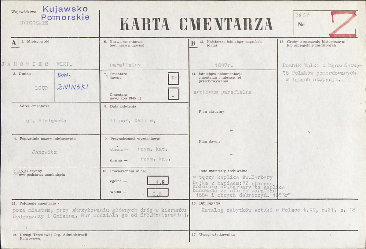 KC - Karta cmentarza, skan nr 1