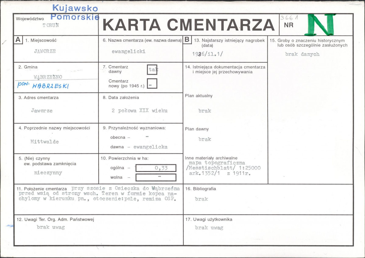 KC - Karta cmentarza, skan nr 1