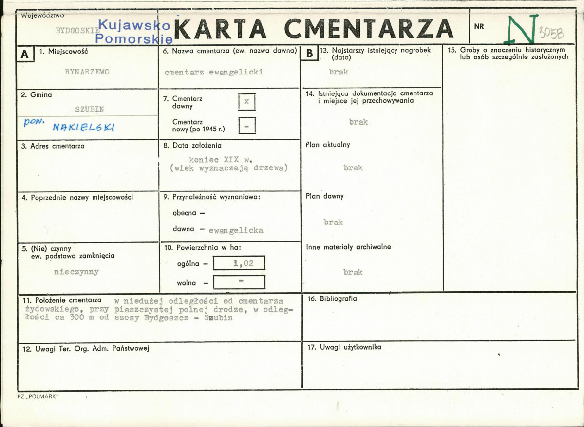 KC - Karta cmentarza, skan nr 1