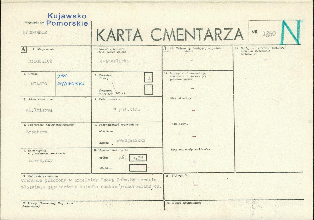 KC - Karta cmentarza, skan nr 1
