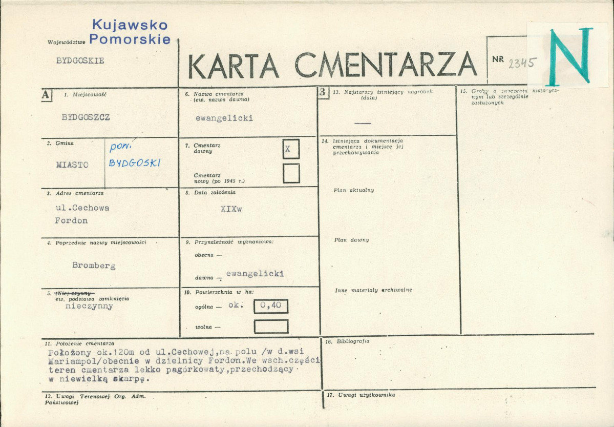 KC - Karta cmentarza, skan nr 1