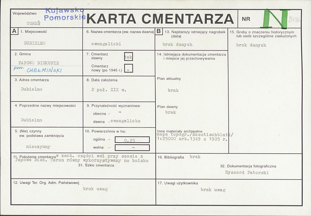 KC - Karta cmentarza, skan nr 1