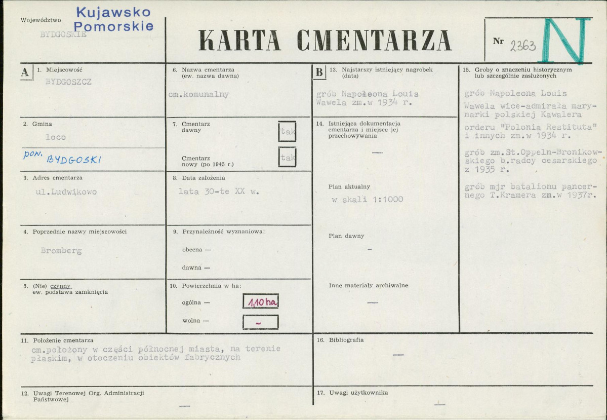 KC - Karta cmentarza, skan nr 1