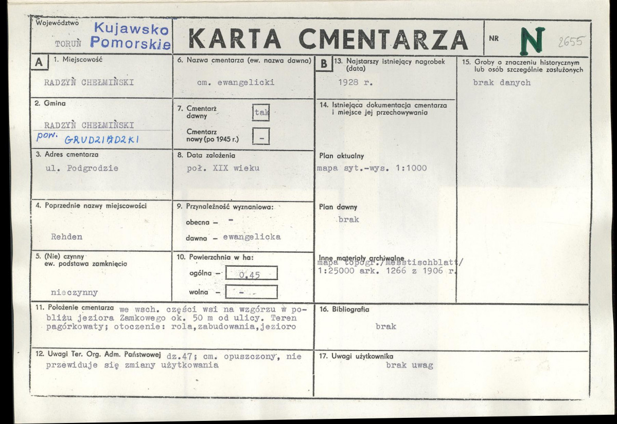 KC - Karta cmentarza, skan nr 1