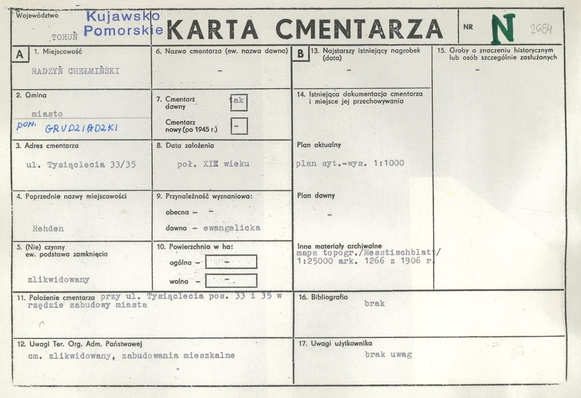 KC - Karta cmentarza, skan nr 1