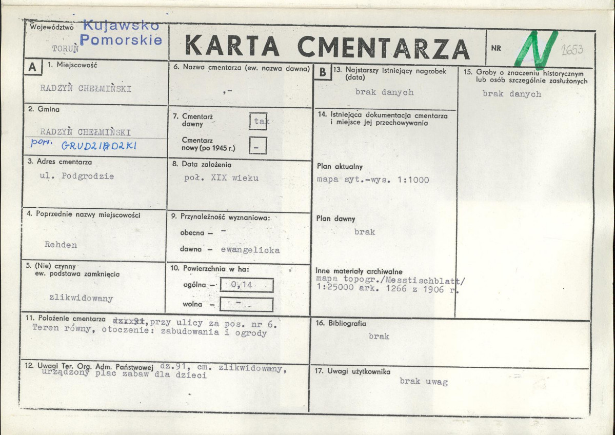 KC - Karta cmentarza, skan nr 1