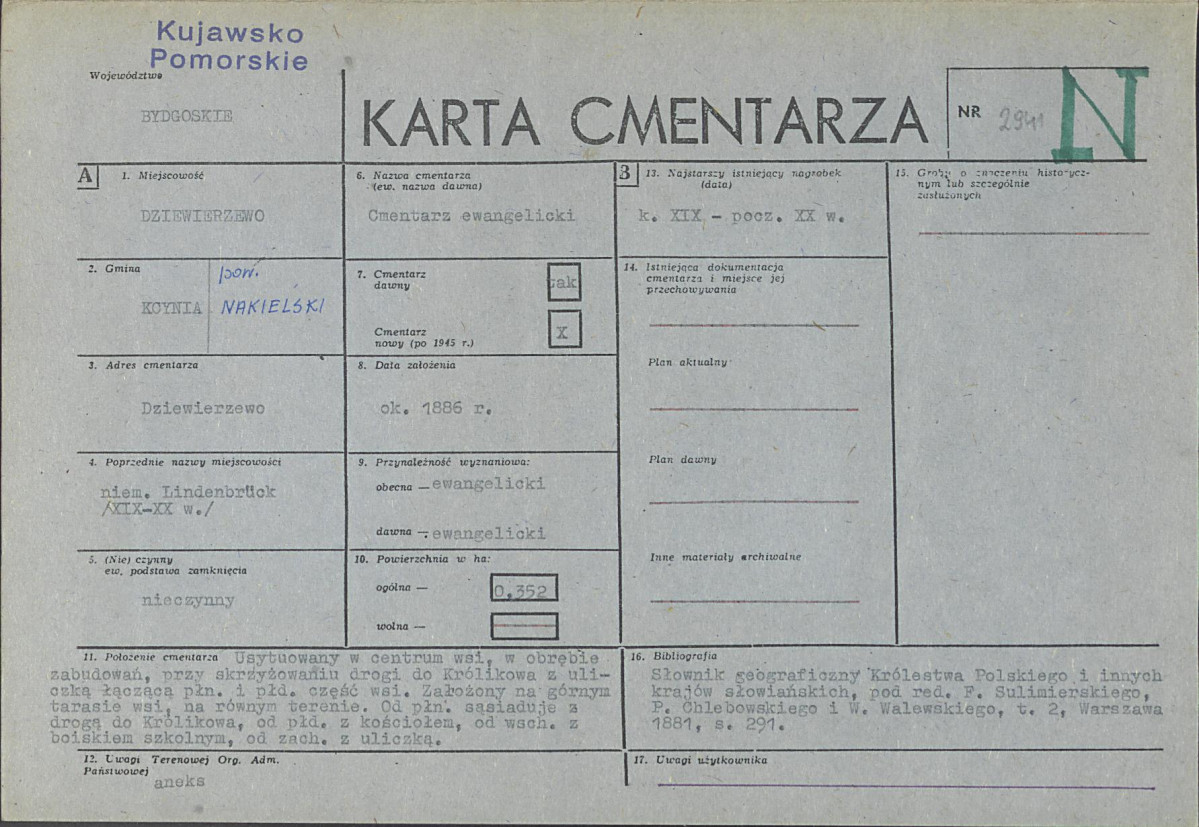 KC - Karta cmentarza, skan nr 1