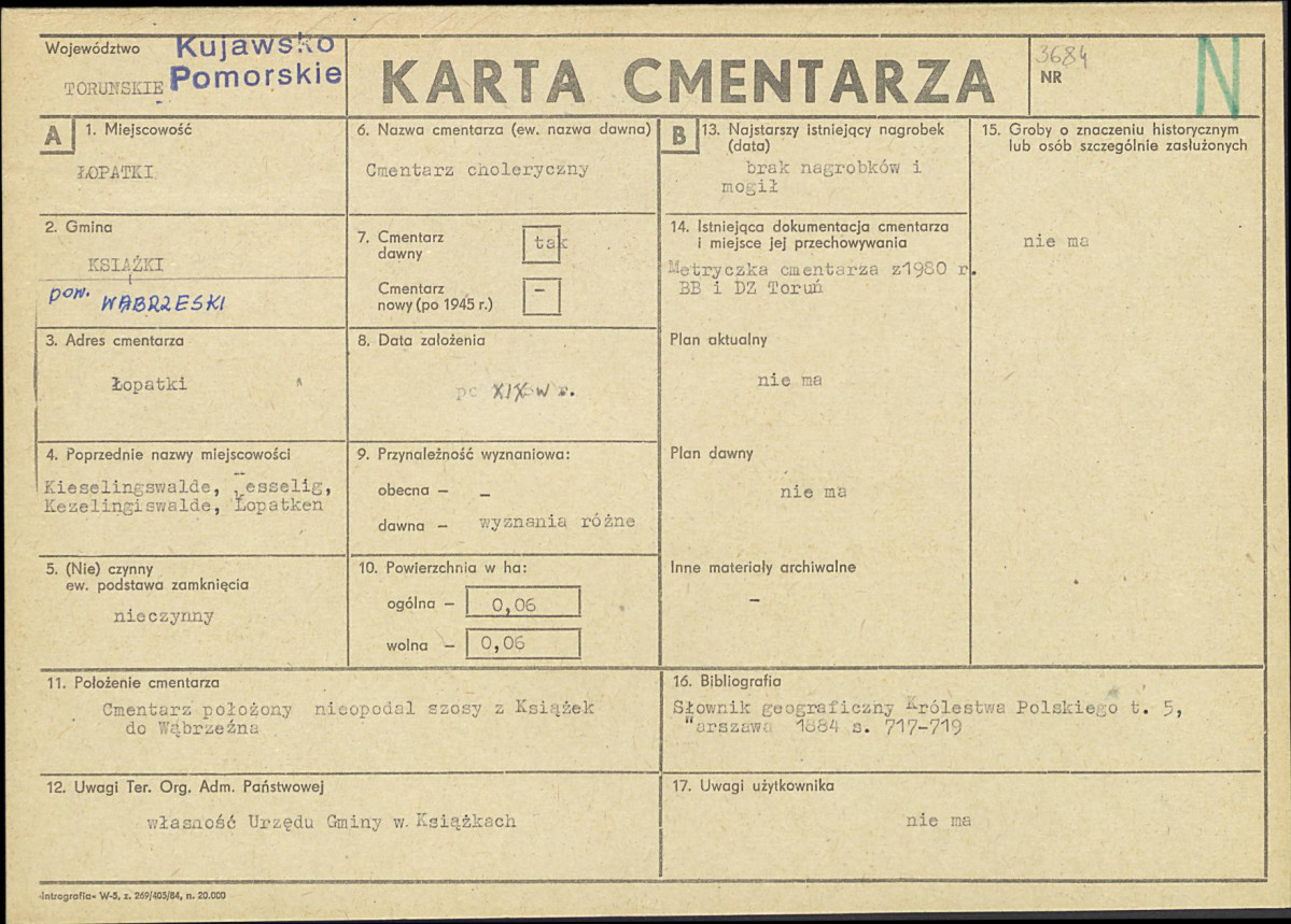 KC - Karta cmentarza, skan nr 1