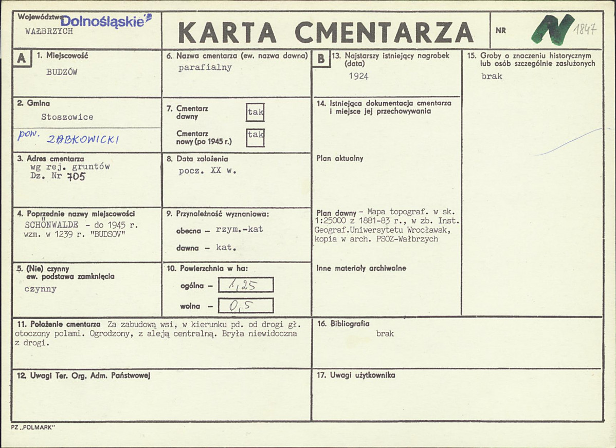 KC - Karta cmentarza, skan nr 1