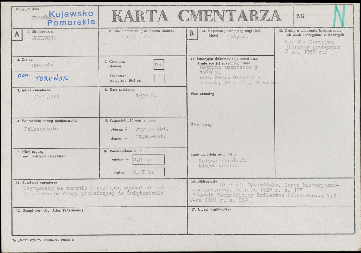 KC - Karta cmentarza, skan nr 1