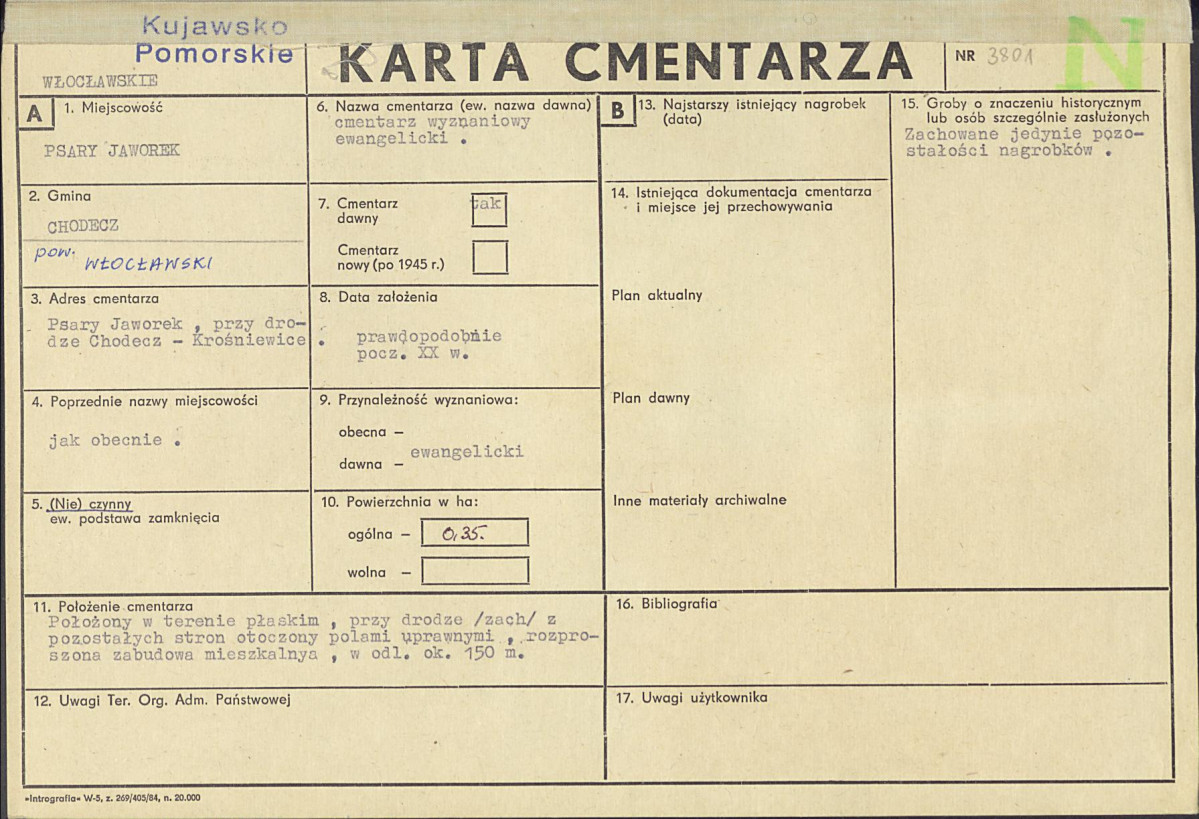 KC - Karta cmentarza, skan nr 1