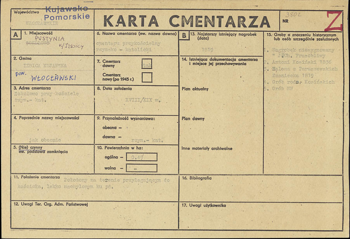 KC - Karta cmentarza, skan nr 1