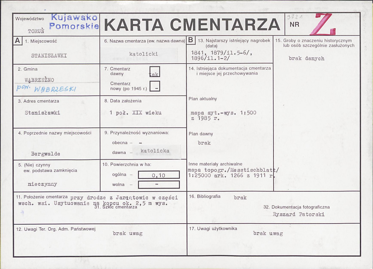 KC - Karta cmentarza, skan nr 1