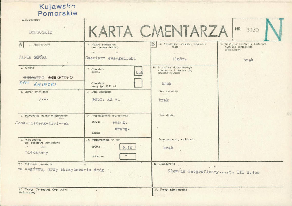 KC - Karta cmentarza, skan nr 1