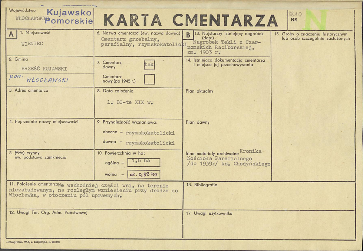 KC - Karta cmentarza, skan nr 1