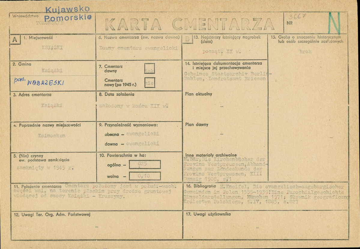 KC - Karta cmentarza, skan nr 1