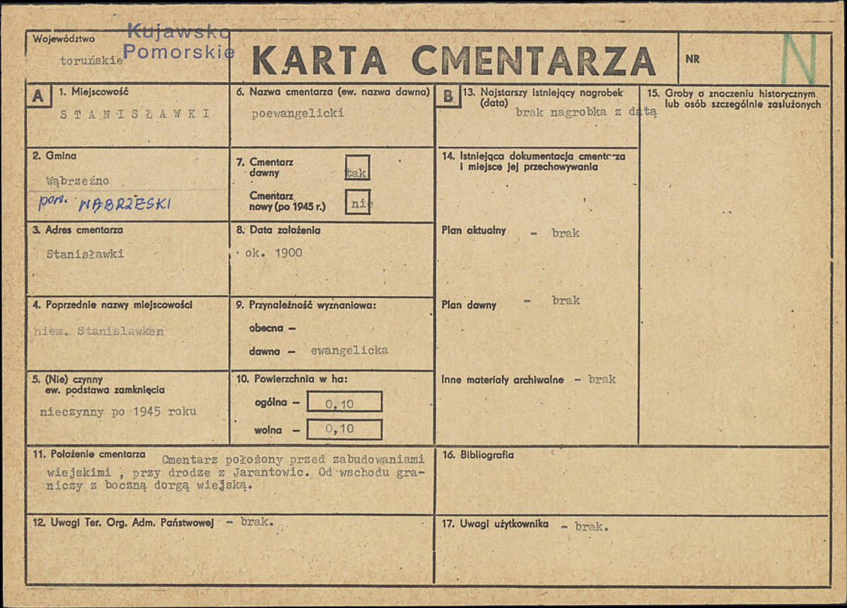 KC - Karta cmentarza, skan nr 1
