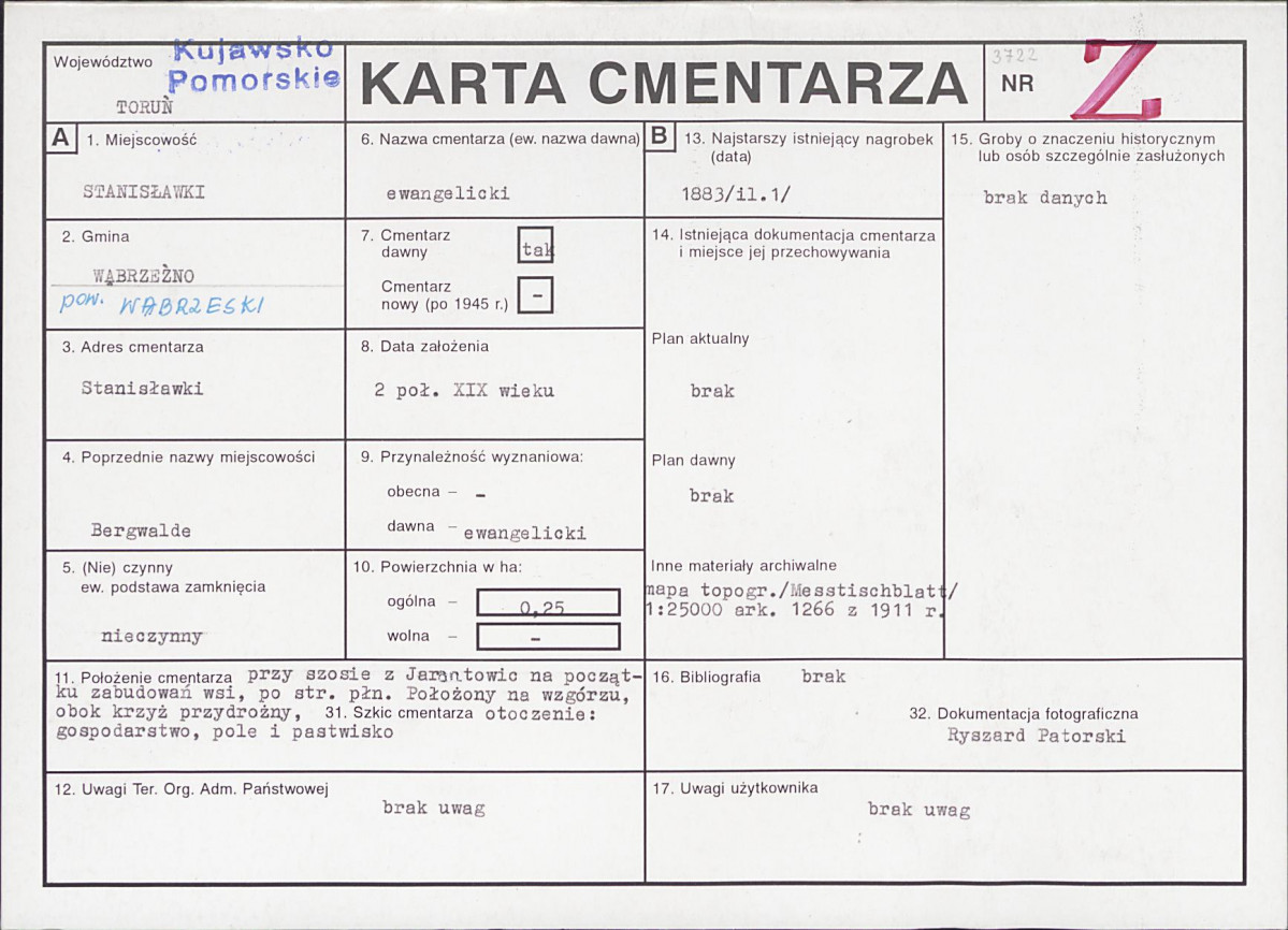 KC - Karta cmentarza, skan nr 1