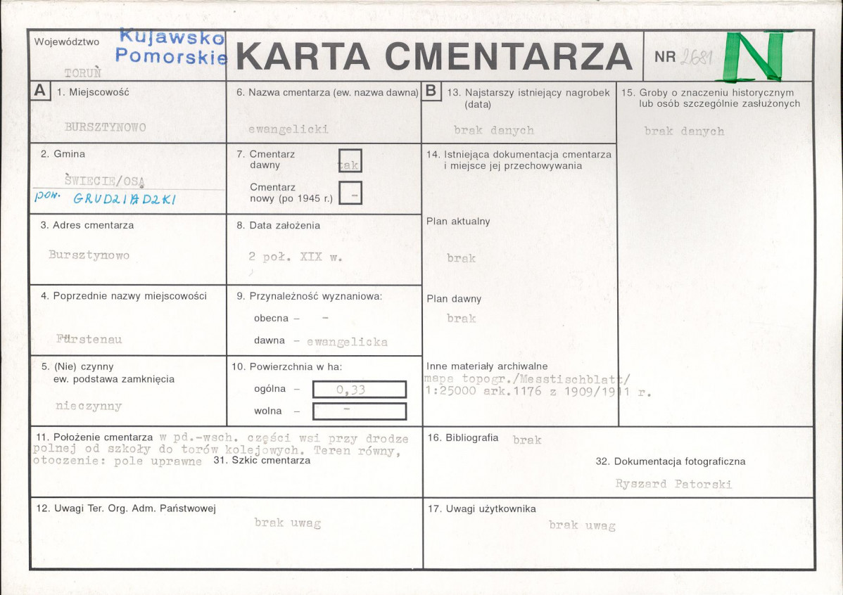 KC - Karta cmentarza, skan nr 1