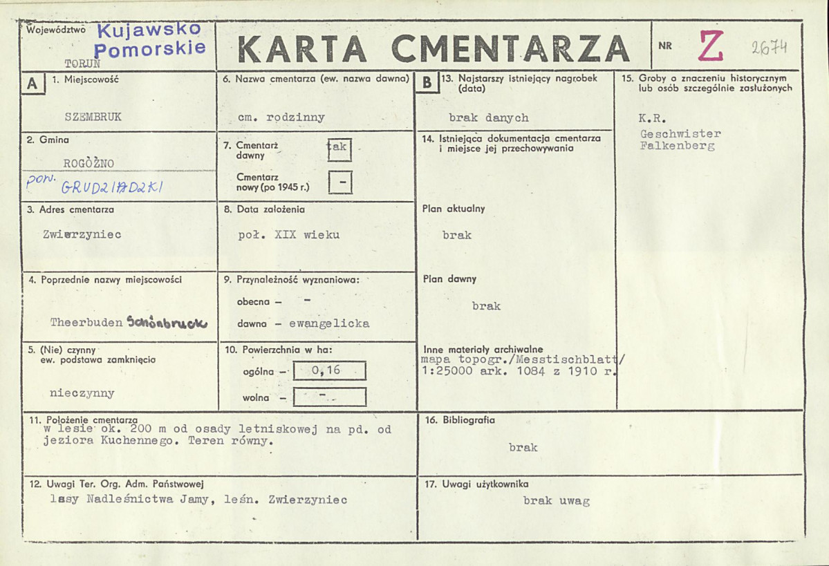 KC - Karta cmentarza, skan nr 1