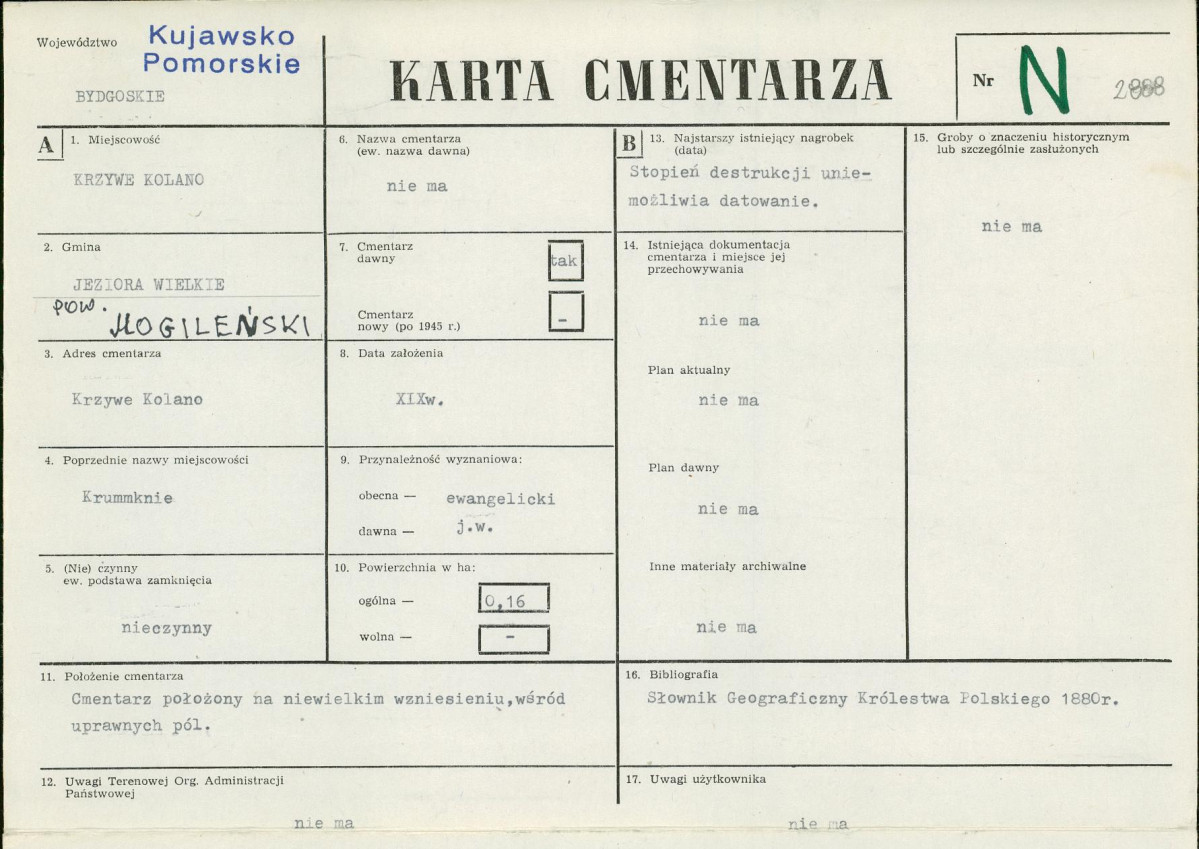 KC - Karta cmentarza, skan nr 1