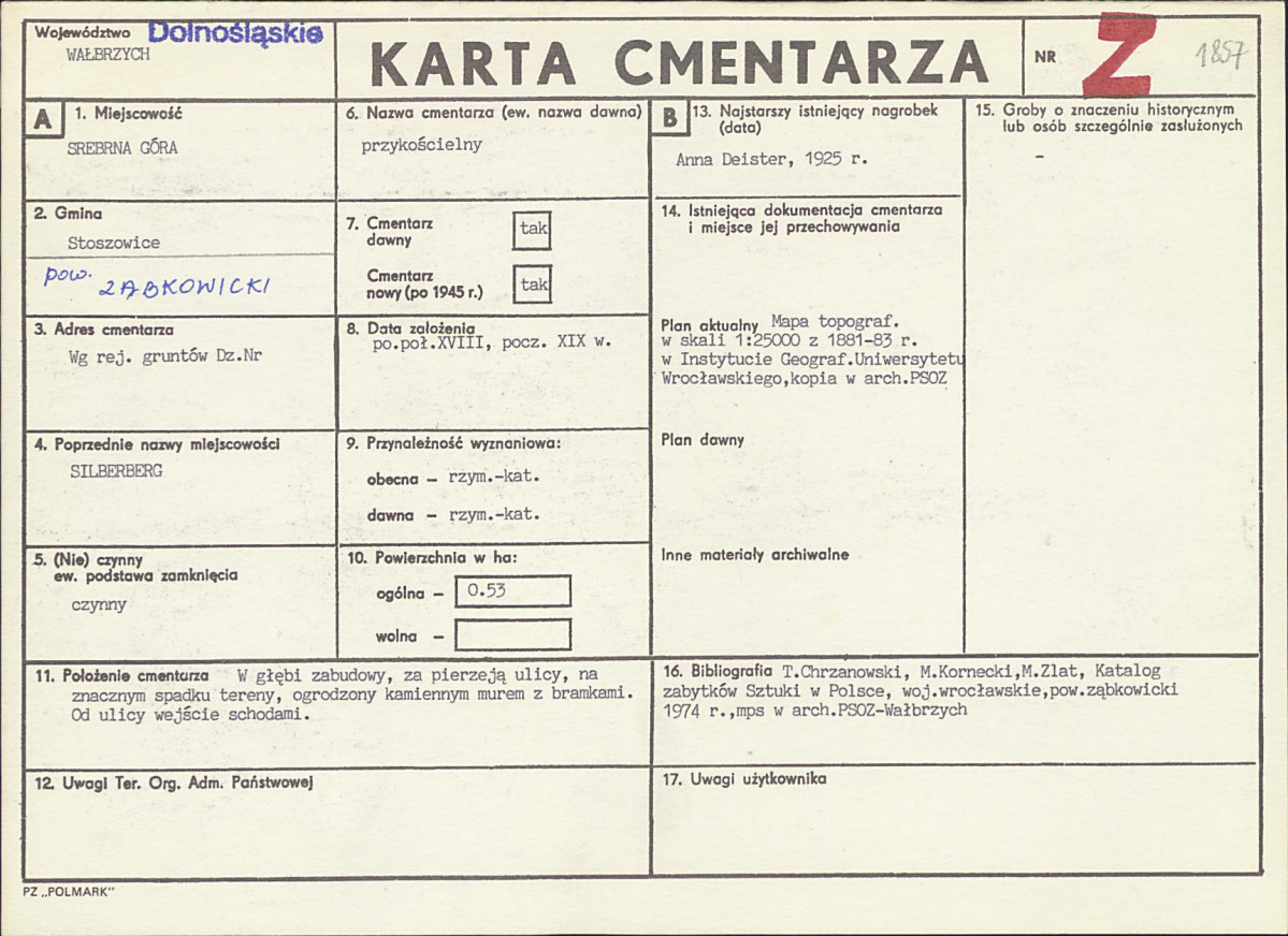 KC - Karta cmentarza, skan nr 1