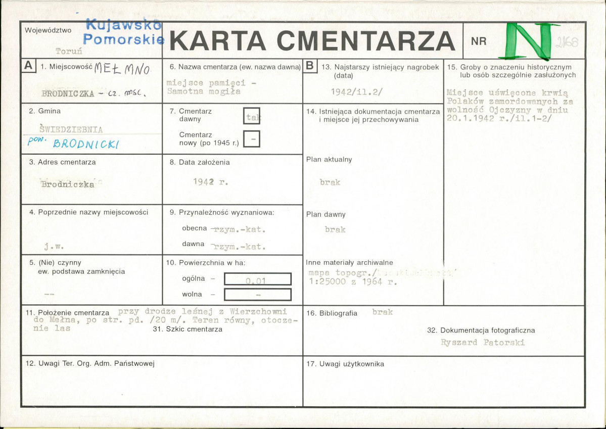 KC - Karta cmentarza, skan nr 1