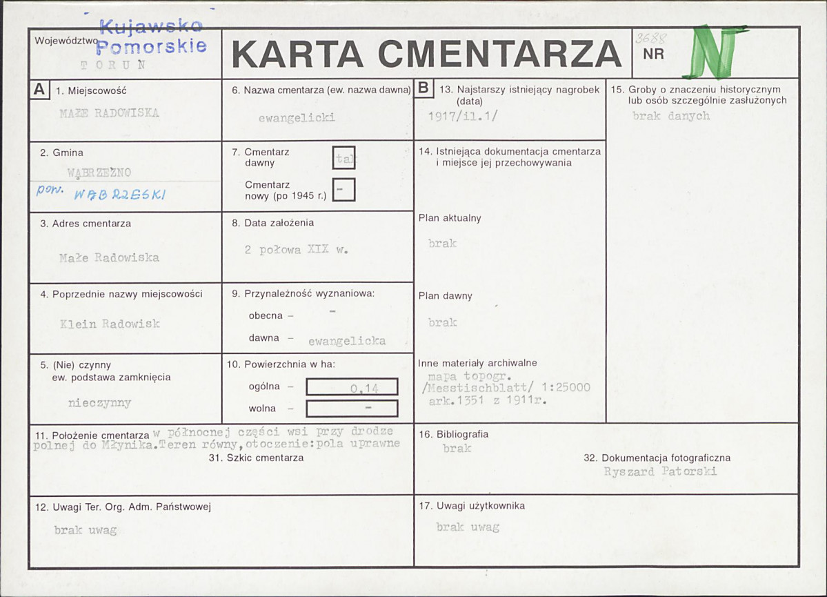 KC - Karta cmentarza, skan nr 1