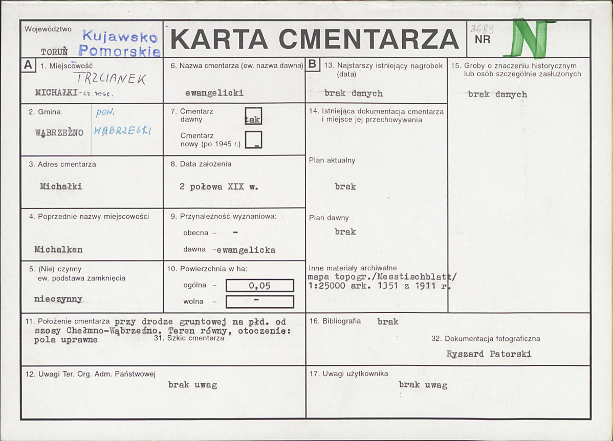 KC - Karta cmentarza, skan nr 1