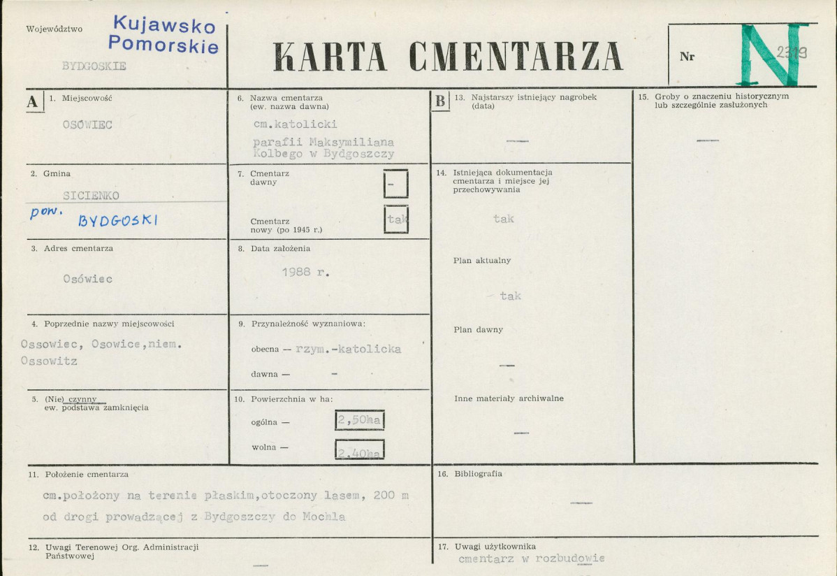 KC - Karta cmentarza, skan nr 1