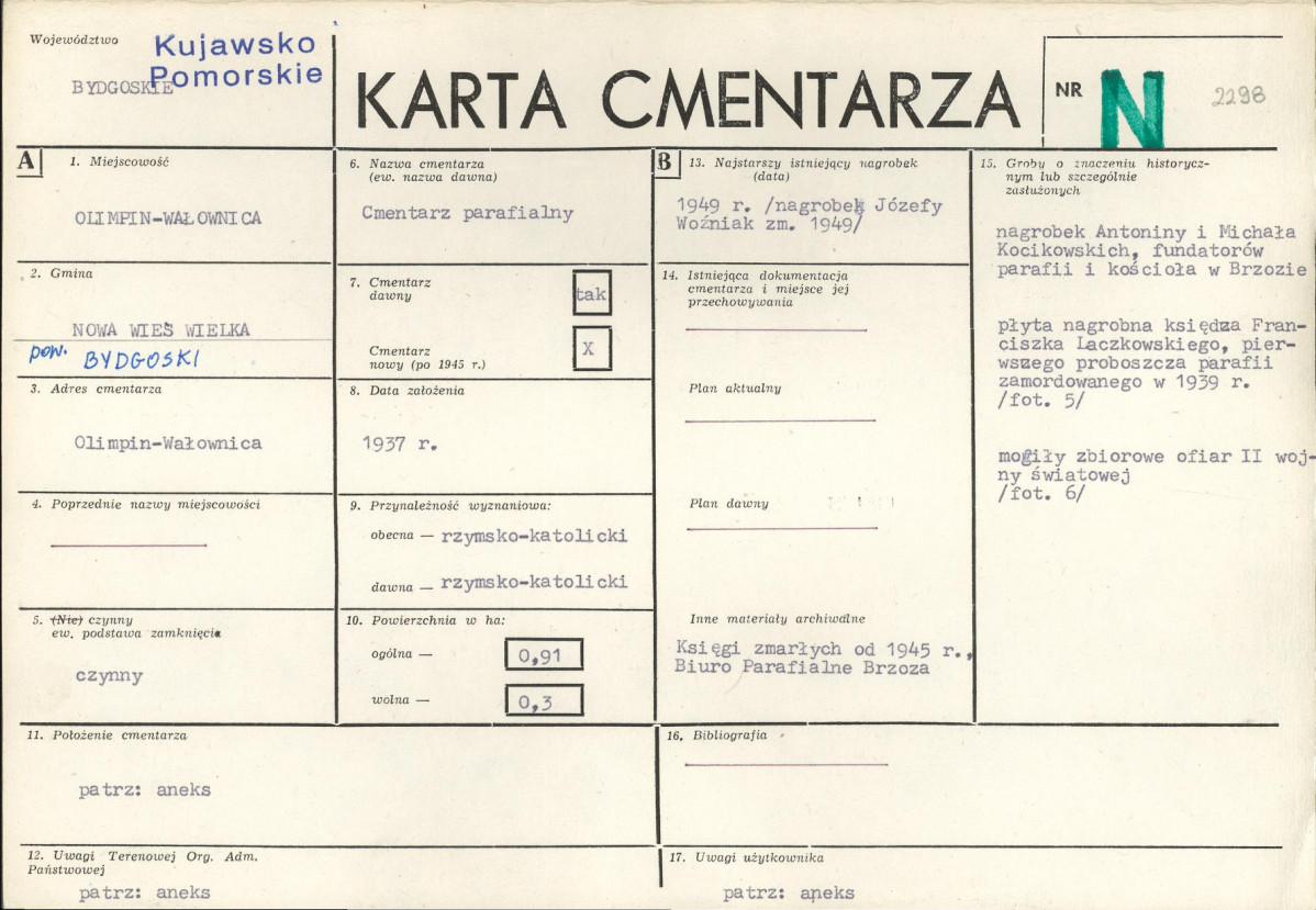KC - Karta cmentarza, skan nr 1