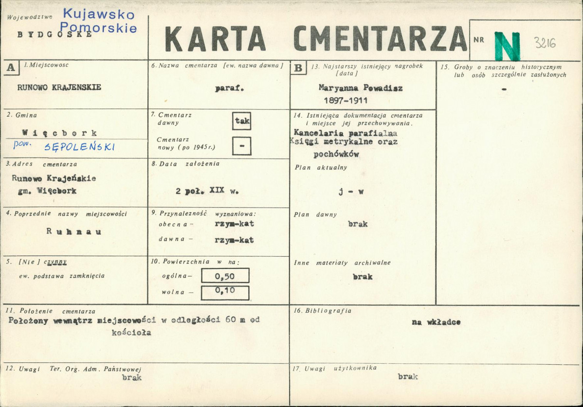KC - Karta cmentarza, skan nr 1