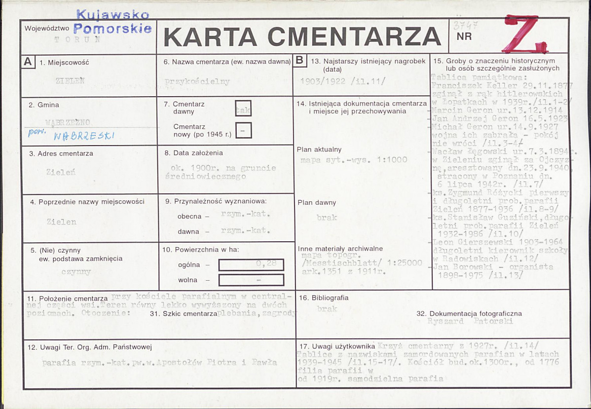 KC - Karta cmentarza, skan nr 1