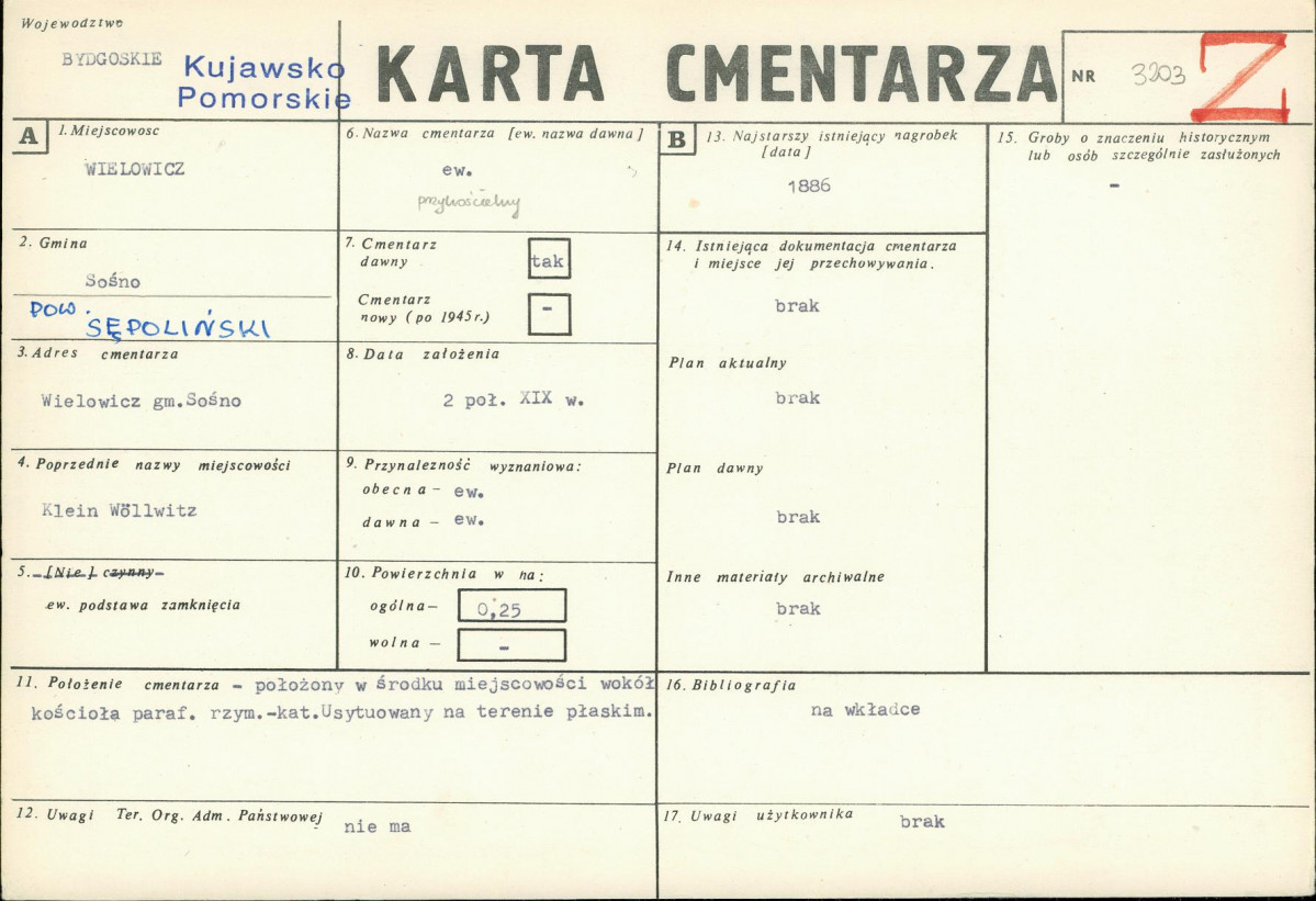 KC - Karta cmentarza, skan nr 1