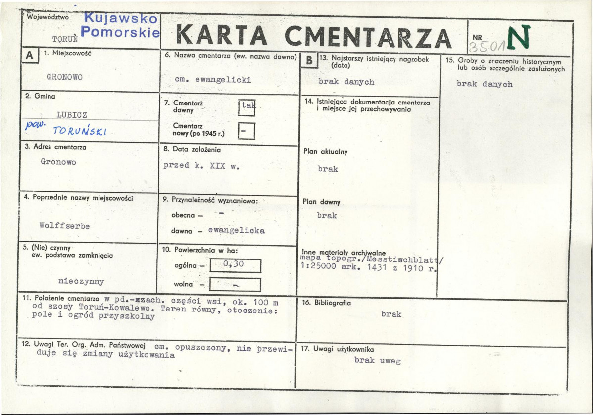 KC - Karta cmentarza, skan nr 1