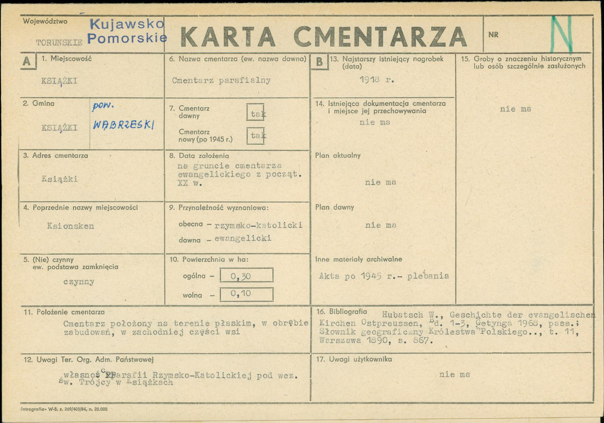 KC - Karta cmentarza, skan nr 1