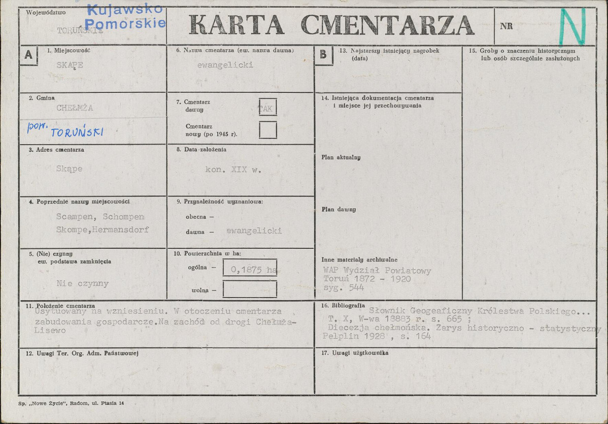KC - Karta cmentarza, skan nr 1