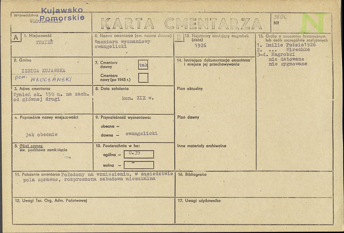 KC - Karta cmentarza, skan nr 1