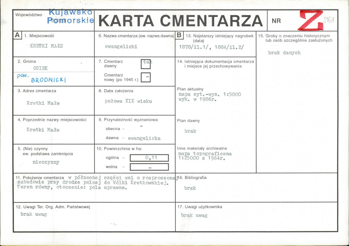 KC - Karta cmentarza, skan nr 1