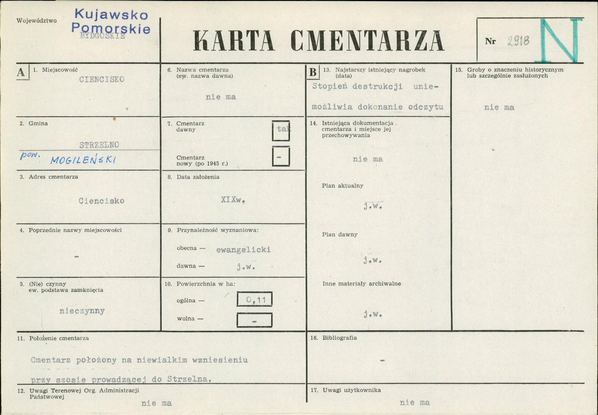 KC - Karta cmentarza, skan nr 1