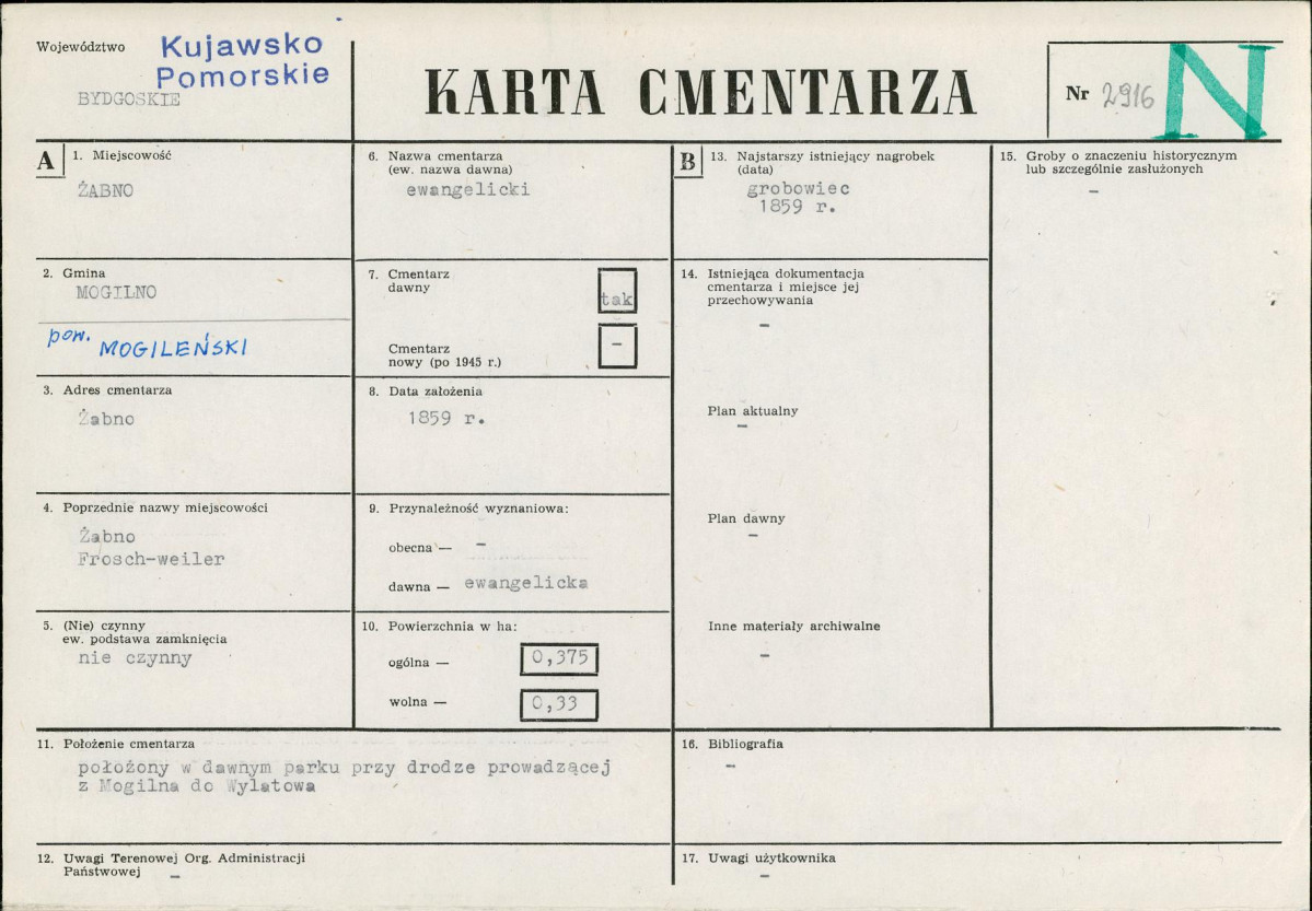 KC - Karta cmentarza, skan nr 1