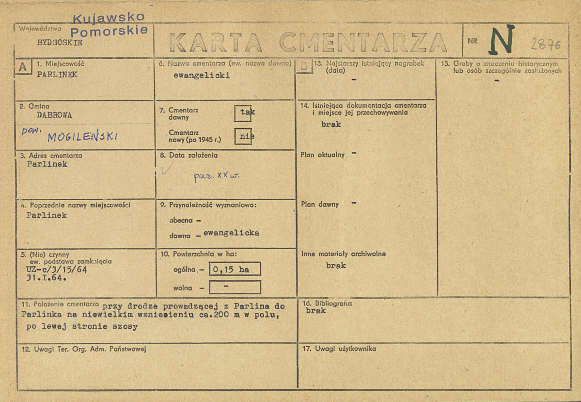 KC - Karta cmentarza, skan nr 1
