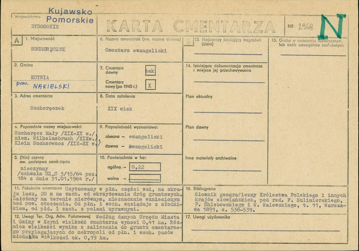 KC - Karta cmentarza, skan nr 1