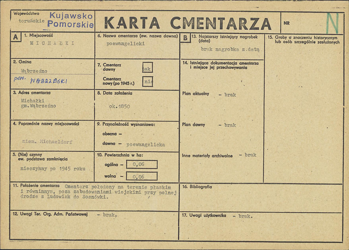 KC - Karta cmentarza, skan nr 1