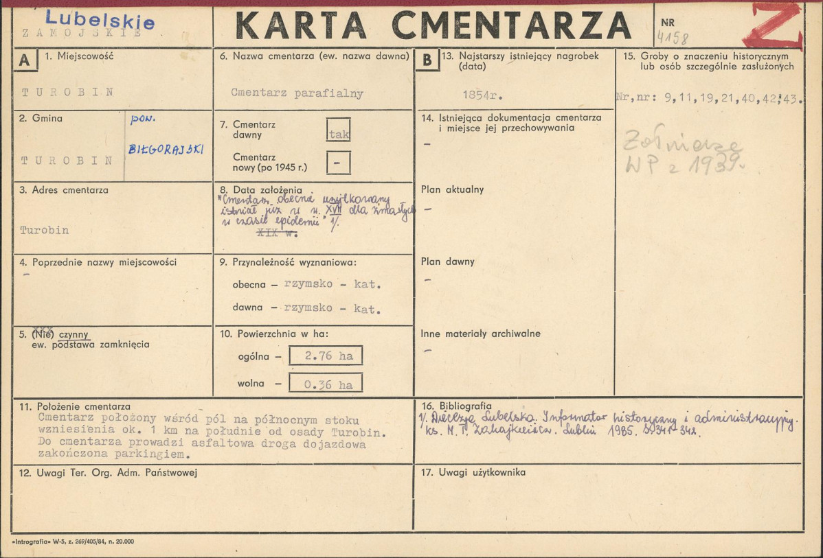 KC - Karta cmentarza, skan nr 1