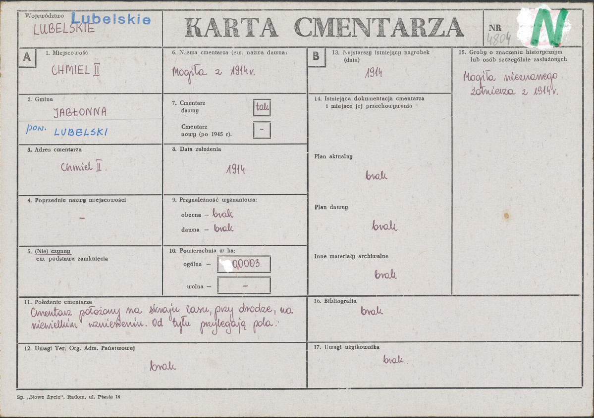Karta cmentarza, skan nr 1